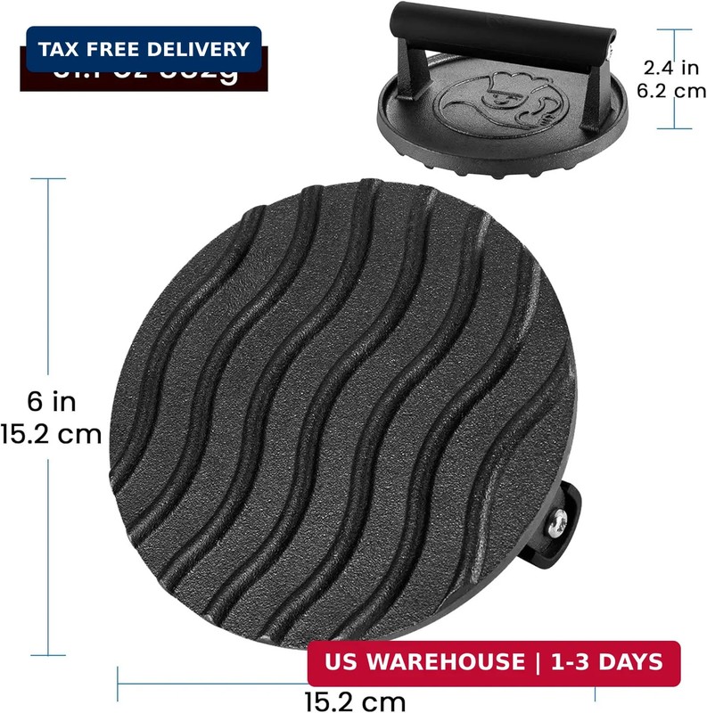 Smash Burger Press for Griddle, 5-Year Warranty, 2 lb Heavy Duty Burger Smasher gallery
