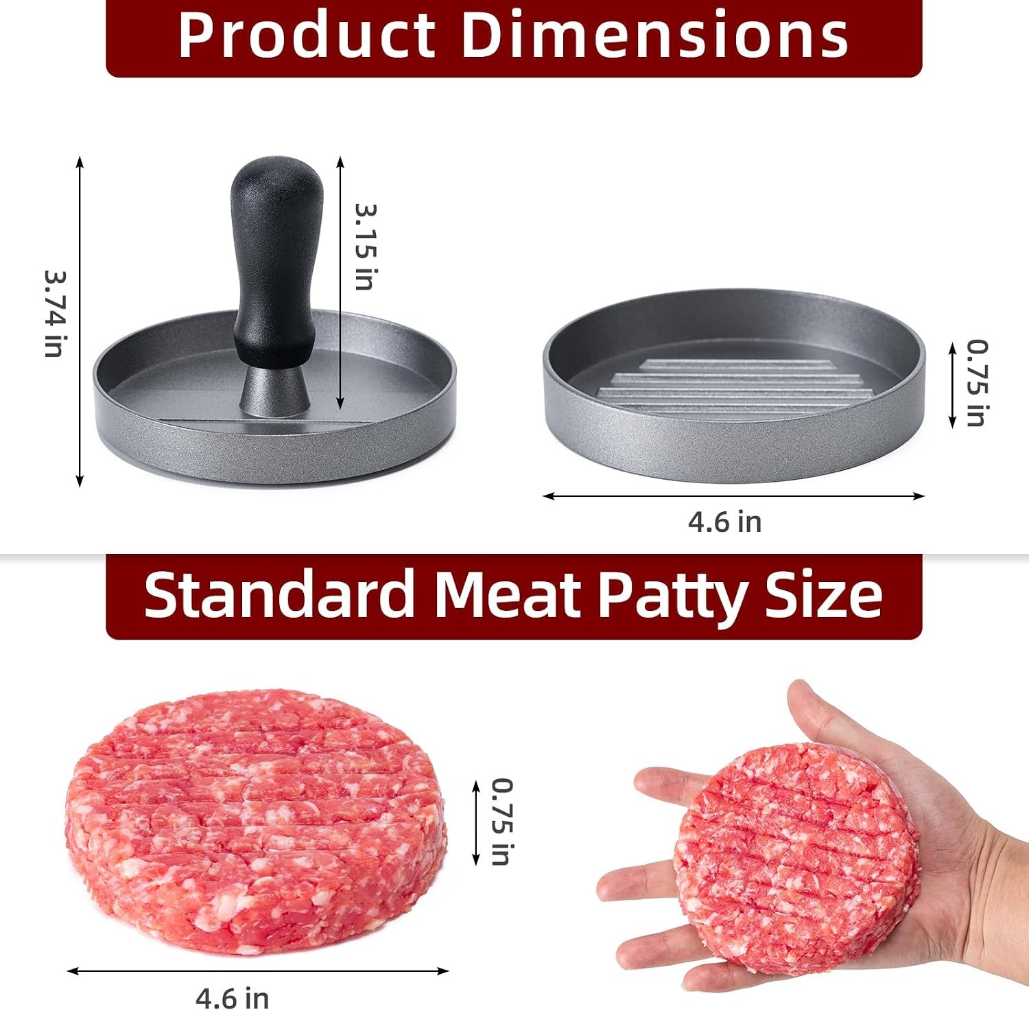 Burger Press 100 Patty Papers Set,4.6 Inch Round Smasher,Non-Stick Hamburger gallery