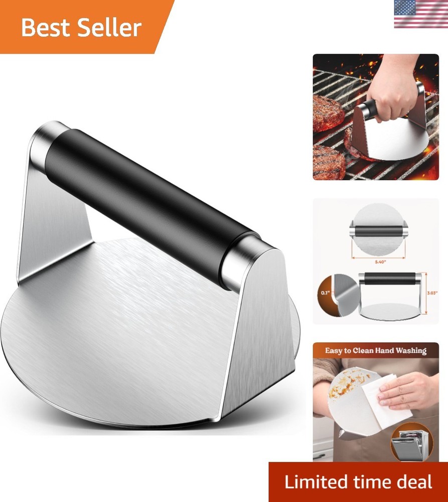 5.5-Inch Smash Burger Press: Stainless Steel with Heat-Resistant Handle