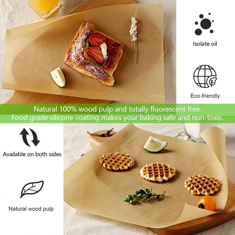 QYH 100 Pcs Parchment Paper Sheets for Baking, 8x12 100 Pack-8"x12", Brown gallery