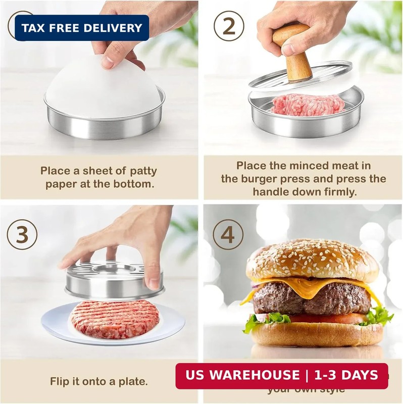 Cook Guy Burger Press 5" Hamburger Press Patty Maker - Non-Stick Hamburger Mold gallery