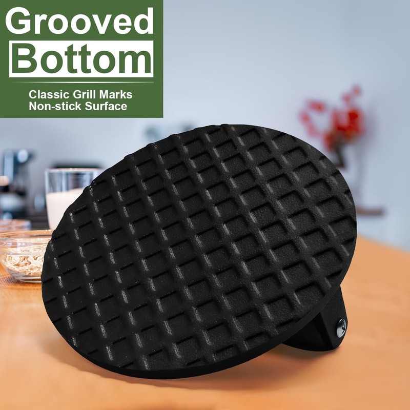Burger Press, 7" Round Heavy-Duty Cast Iron Smash Burger Bacon Press Steak Press gallery