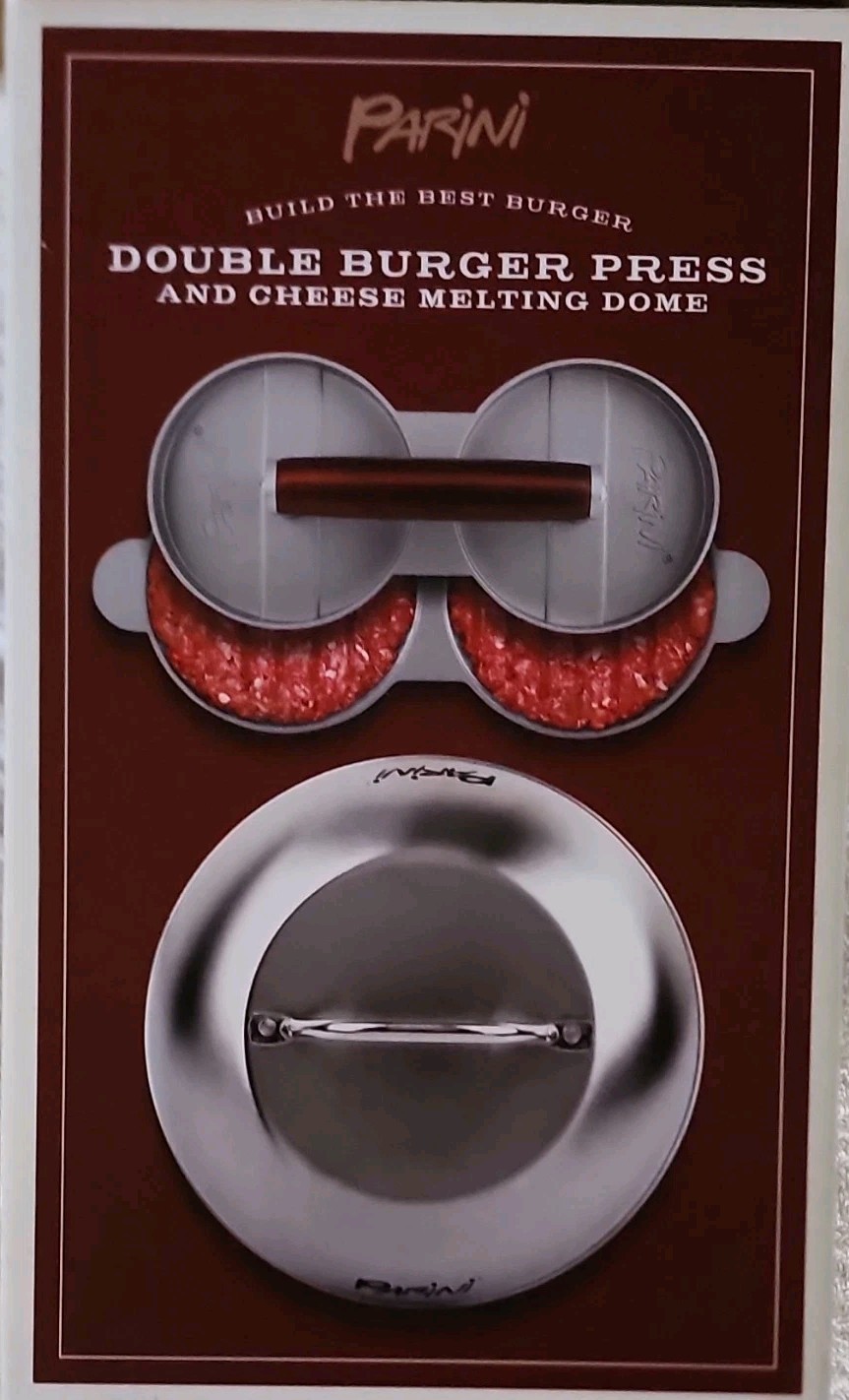 Parini Double Burger Press & Cheese Melting Dome Non-Stick 8.75" Stainless Steel gallery