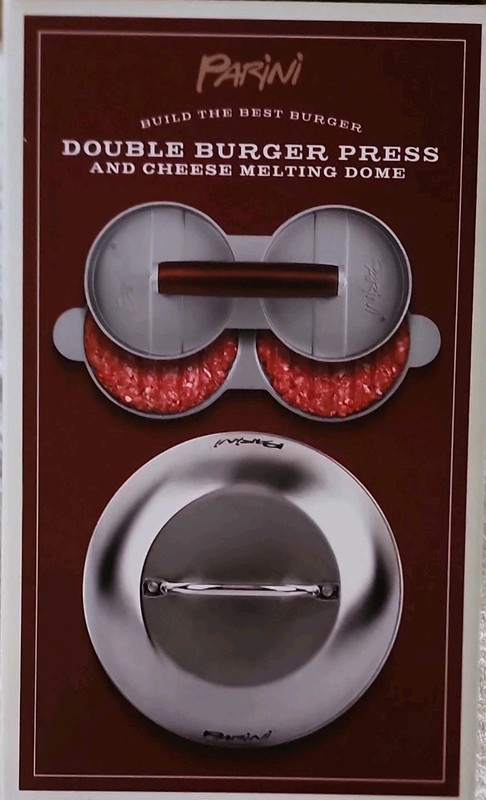 Parini Double Burger Press & Cheese Melting Dome Non-Stick 8.75" Stainless Steel gallery