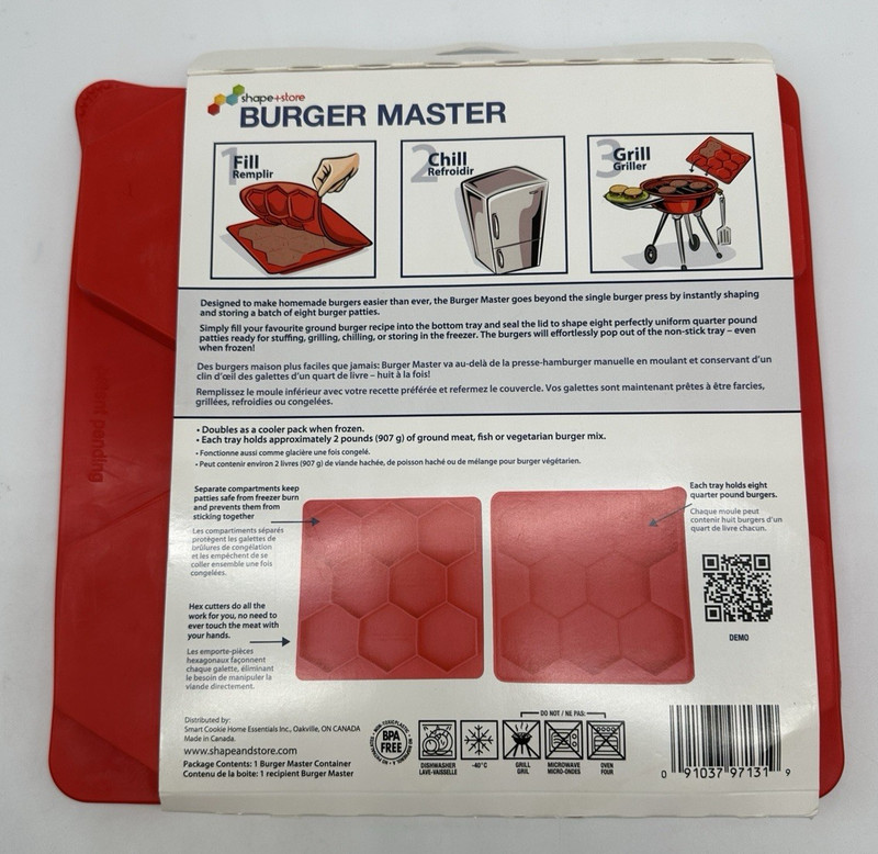 Shape + Store Burger Master 8 in 1 Burger Press & Freezer Container Silicone NEW gallery