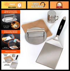 Heavy Duty 6.5″ Stainless Steel Burger Press Kit – Perfect for Crispy Smashed Pa