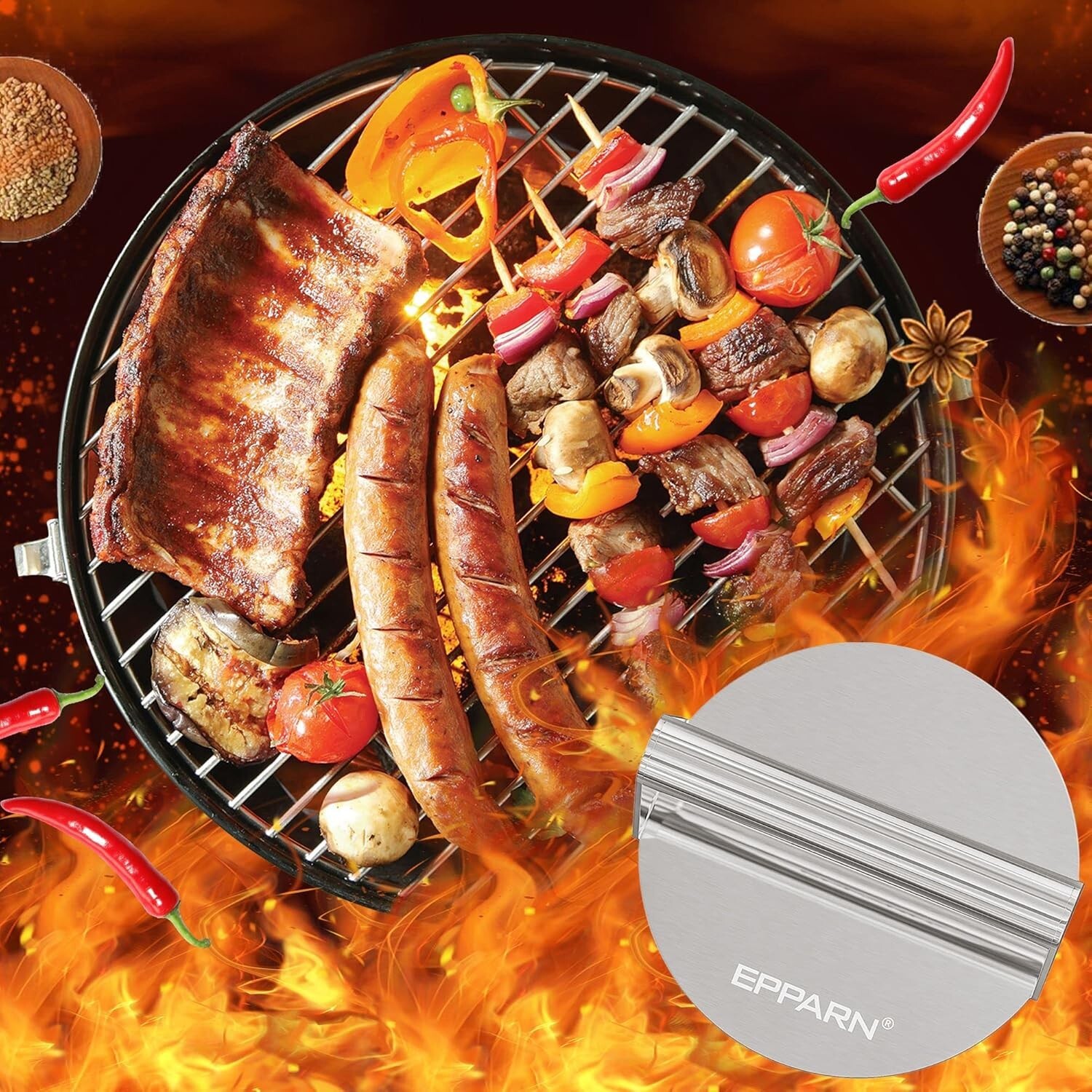 Enlarged 6.3 Inch Smash Burger Press, Stainless Steel Burger Smasher for Griddle gallery
