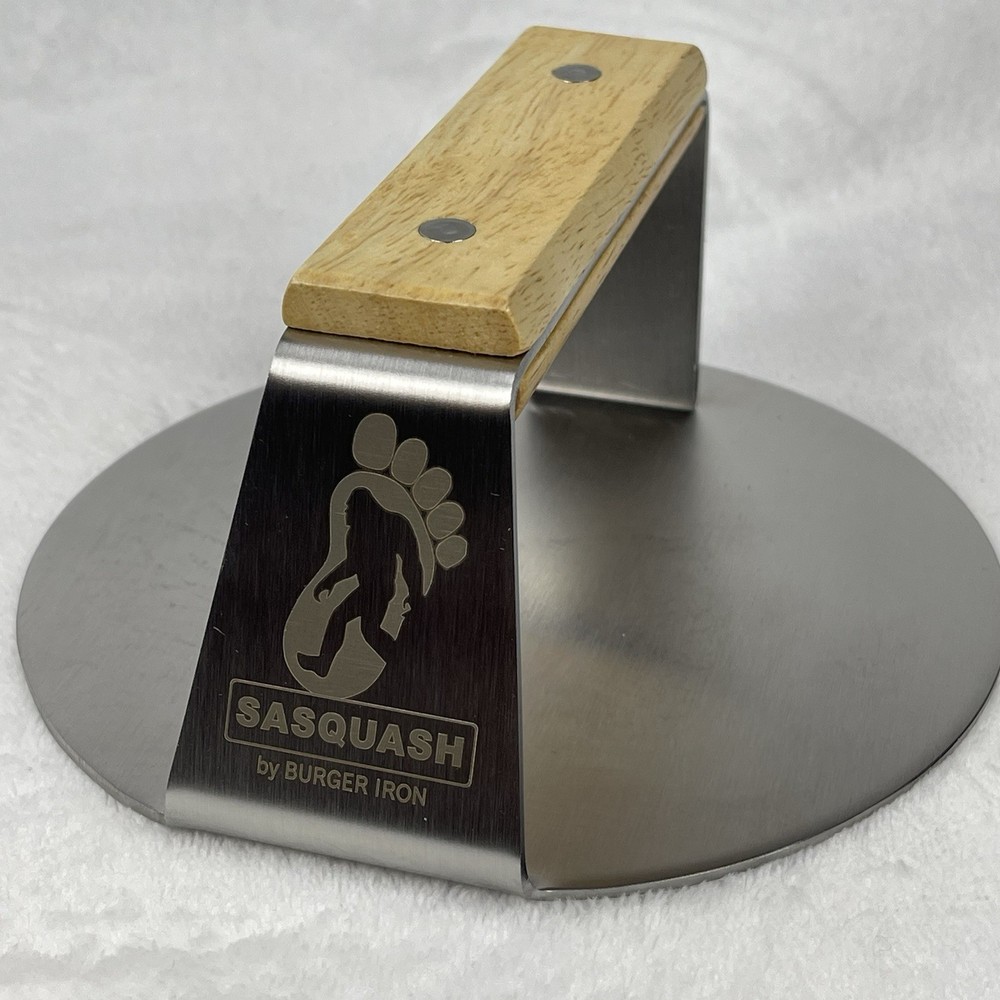 Burger Iron Sasquash 6" Stainless Steel Burger Press Smasher Wide Handle