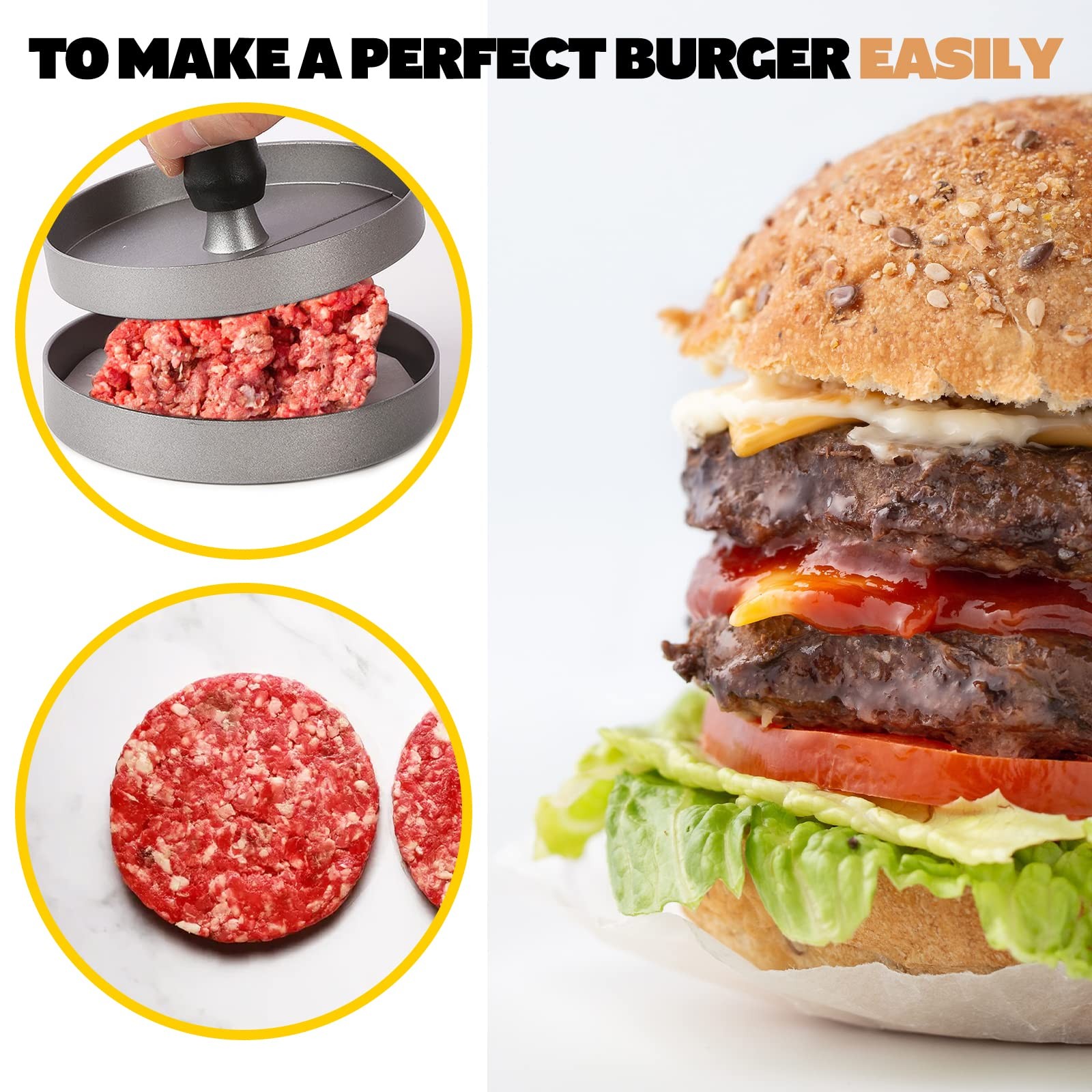 LISOS Burger Press 100 Patty Papers Set I Non-Stick Hamburger Gray gallery