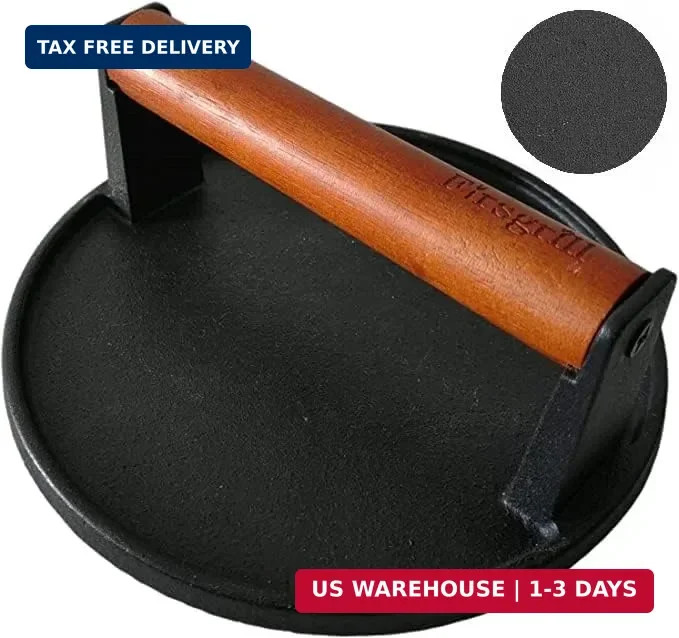 Firsgrill Burger Press 7.08" Round & 8.3"X4.3"Rectangle Heavy-Duty Cast Iron Sma gallery