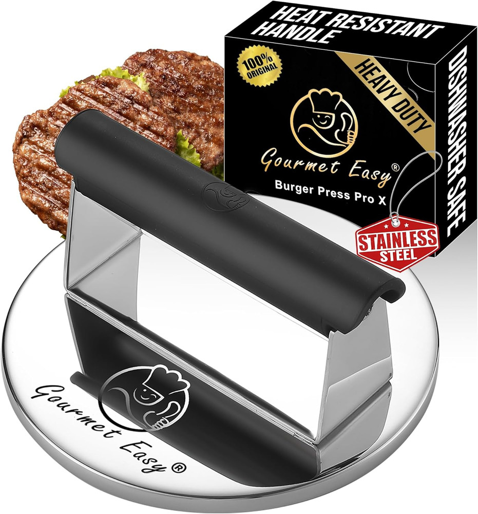 Smash Burger Press Stainless Steel, Burger Smasher for Griddle W/Heat Resistant