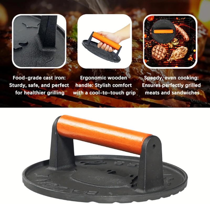 Burger Press with Professional Heavy Duty Cast Iron for Blackstone Griddle Grill gallery