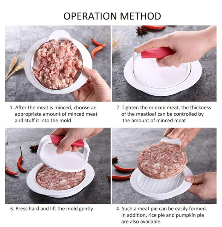 Burger Press Patty Maker Mold for Perfectly Shaped Burgers BBQ Grill Tool gallery