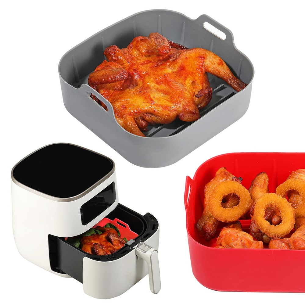 Foopama Air Fryer Silicone Liners, Pot 2 Pcs 7.5inch-2PCS, Silicone-Square