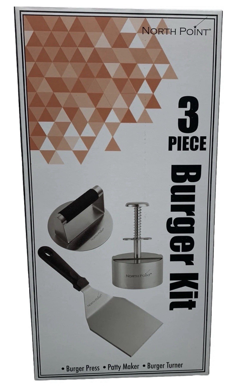 New North Point 3 Piece Stainless Steel Burger Kit with Press, Maker, Turner gallery