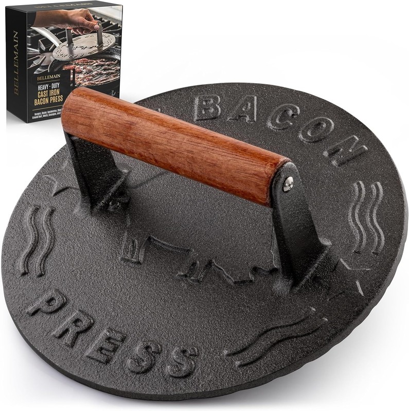 Perfect Searing Cast Iron Burger Smashing Press, 8.5" - Grill Marks Every Time gallery