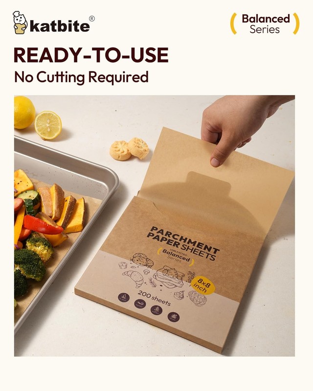 Katbite 200 Pcs Parchment Paper, 8 x 8 Inch Unbleached 8x8 200 gallery