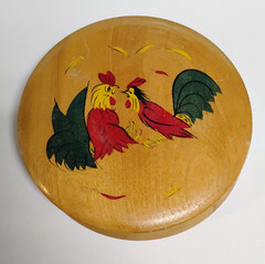 Vintage Westwood Fighting Roosters Wood Hinged Hamburger Press Made In Japan
