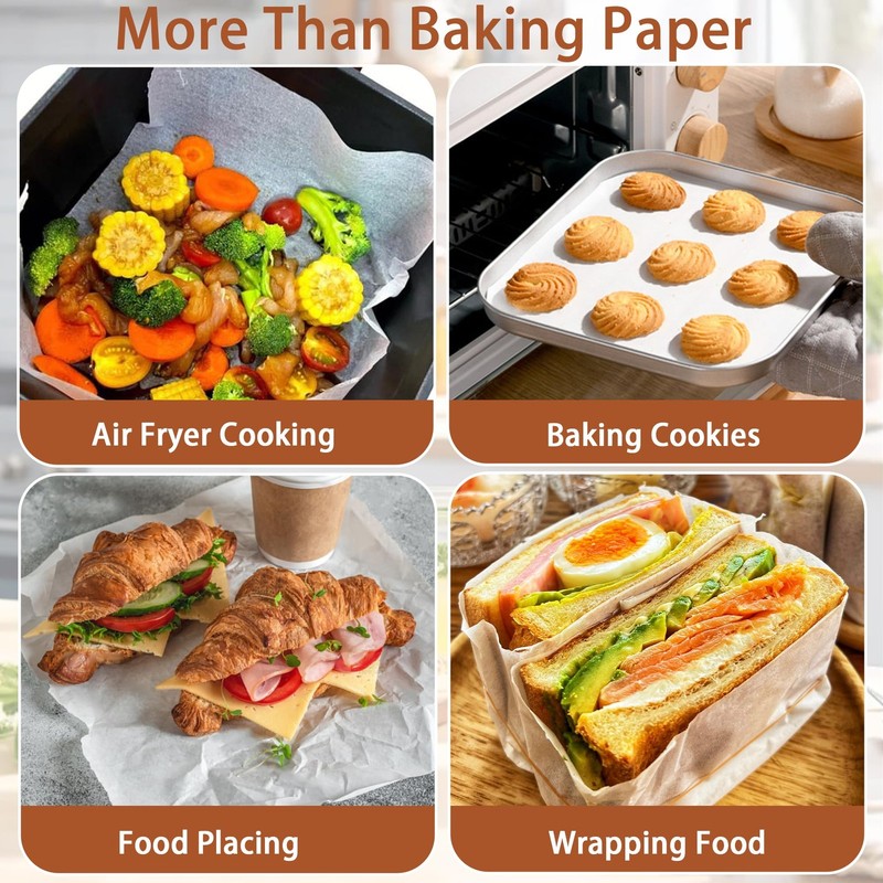 Tikxlafe 200 Pcs 8x8 Inch Parchment Paper Sheets,Food 8"x8"-200pcs, White gallery
