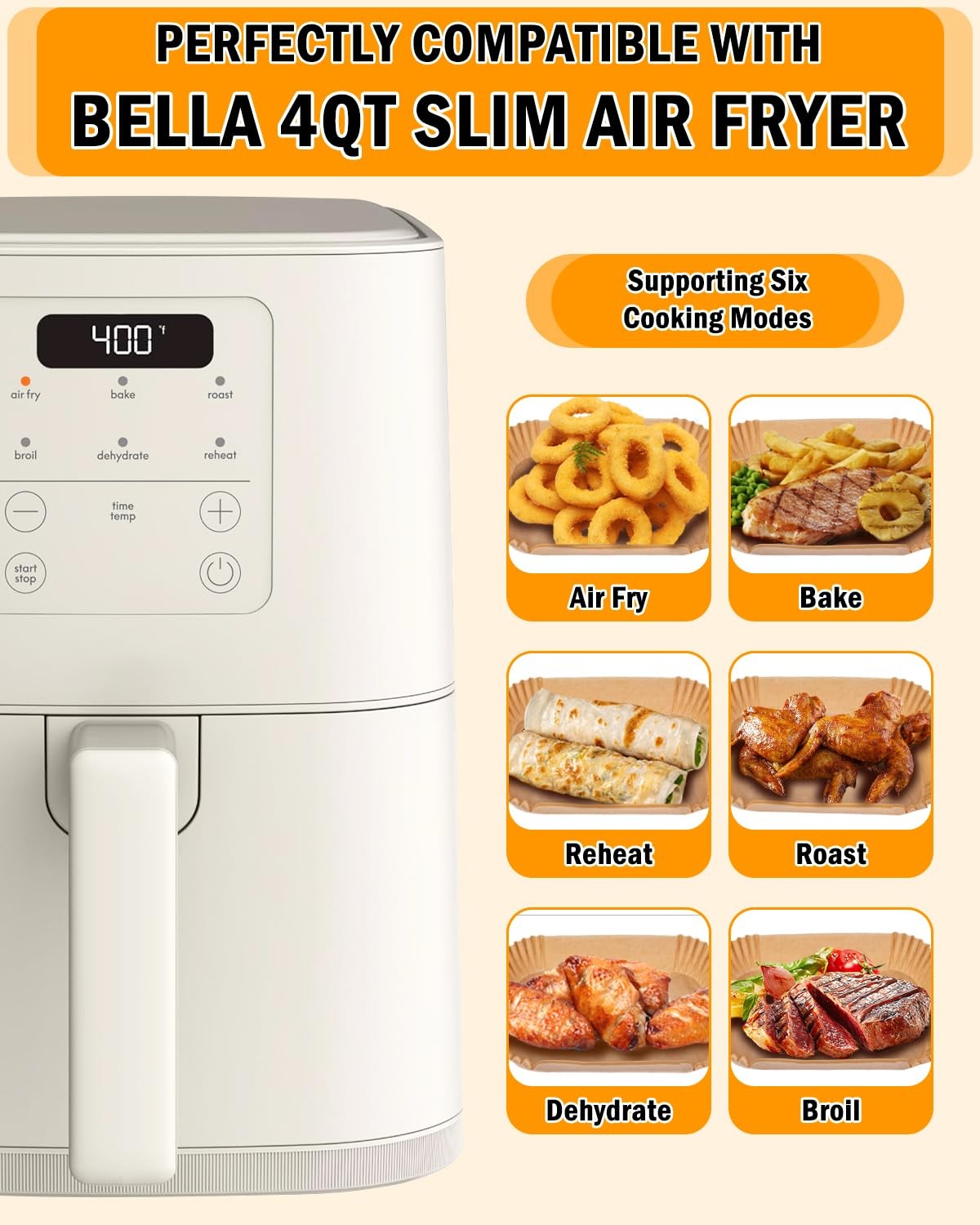 Air Fryer Disposable Paper For bella 4qt slim air fryer, 130PCs Burlywood gallery