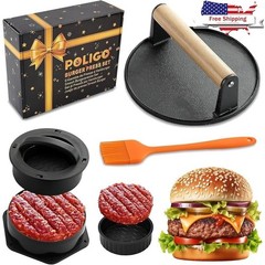 Smash Burger Press Kit 4 in 1 Hamburger Patty Storage Container Cast Iron
