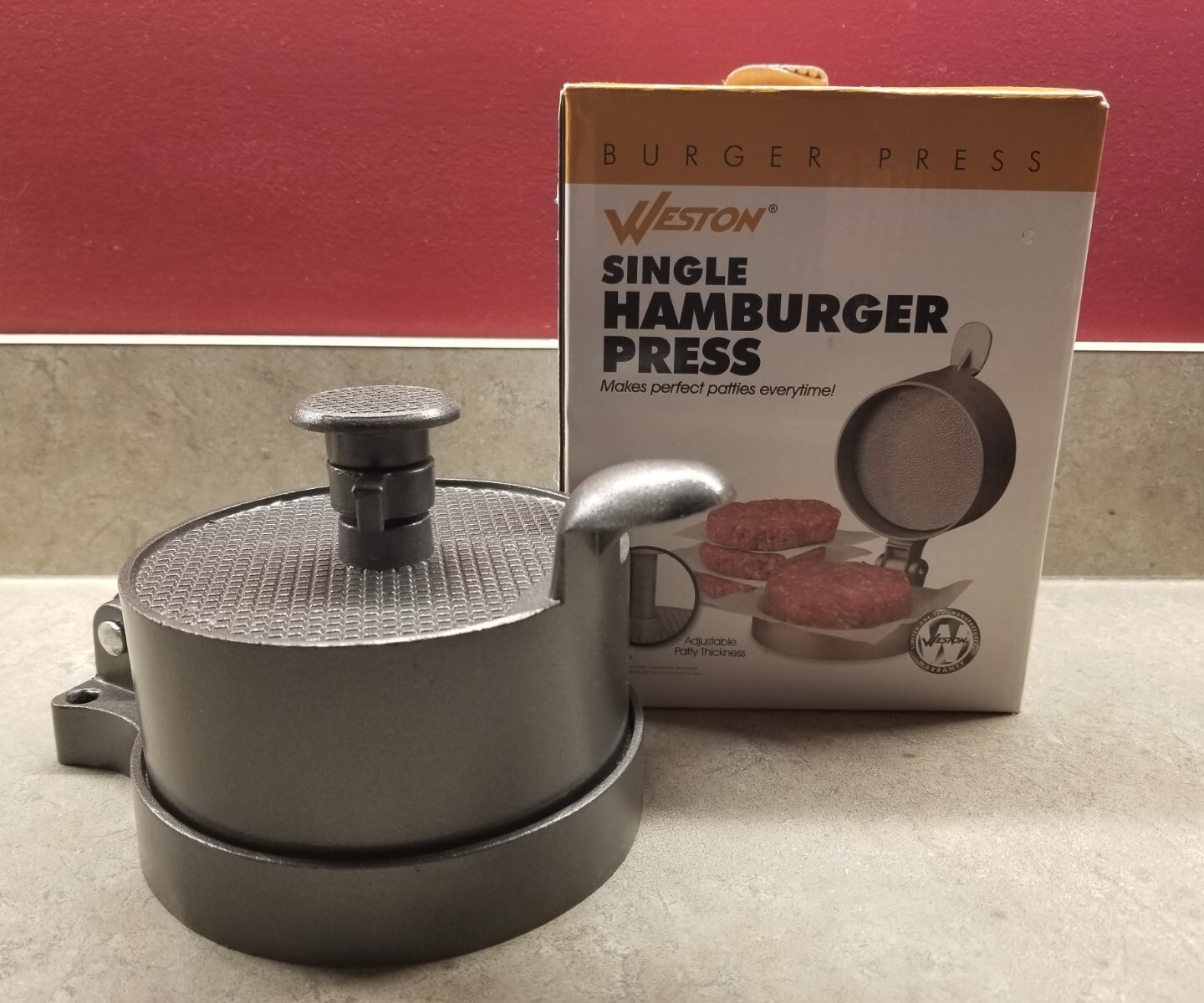 Weston Hamburger 4.5" Aluminum Burger Press Adjustable 1/4" to 1 1/2" 07-0301 gallery