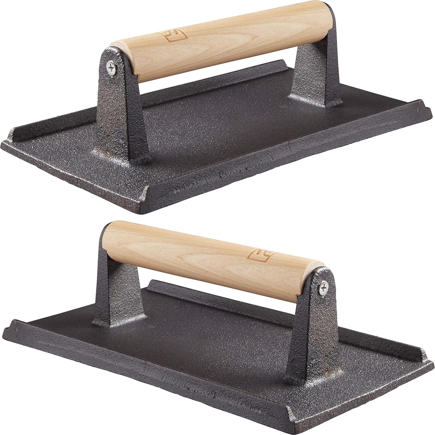 Pro Grade Pre Seasoned Cast Iron Grill Weight 2pk. Heavy Duty Steak And Burger P gallery