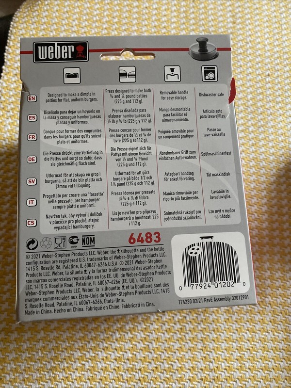 Weber Burger Press Patties BBQ Grill Accessory Grilling Cooking Tool Gadget New gallery