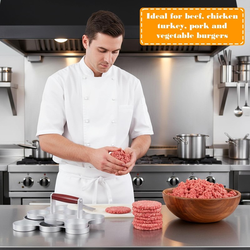 Mini Burger Press with 200 Patty Papers Make 6 Pieces Once Small Meat Maker gallery