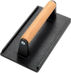 Cast Iron Grill Press Bacon Burger Meat Flattener Wood Handle 8.1×4.2in