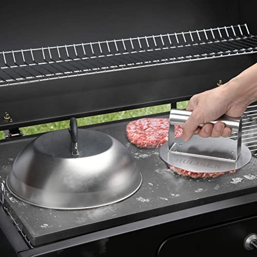 Cheese Melting Dome & Burger Press Set, 6.2" Grill Press with 9" Cover, Stainles gallery