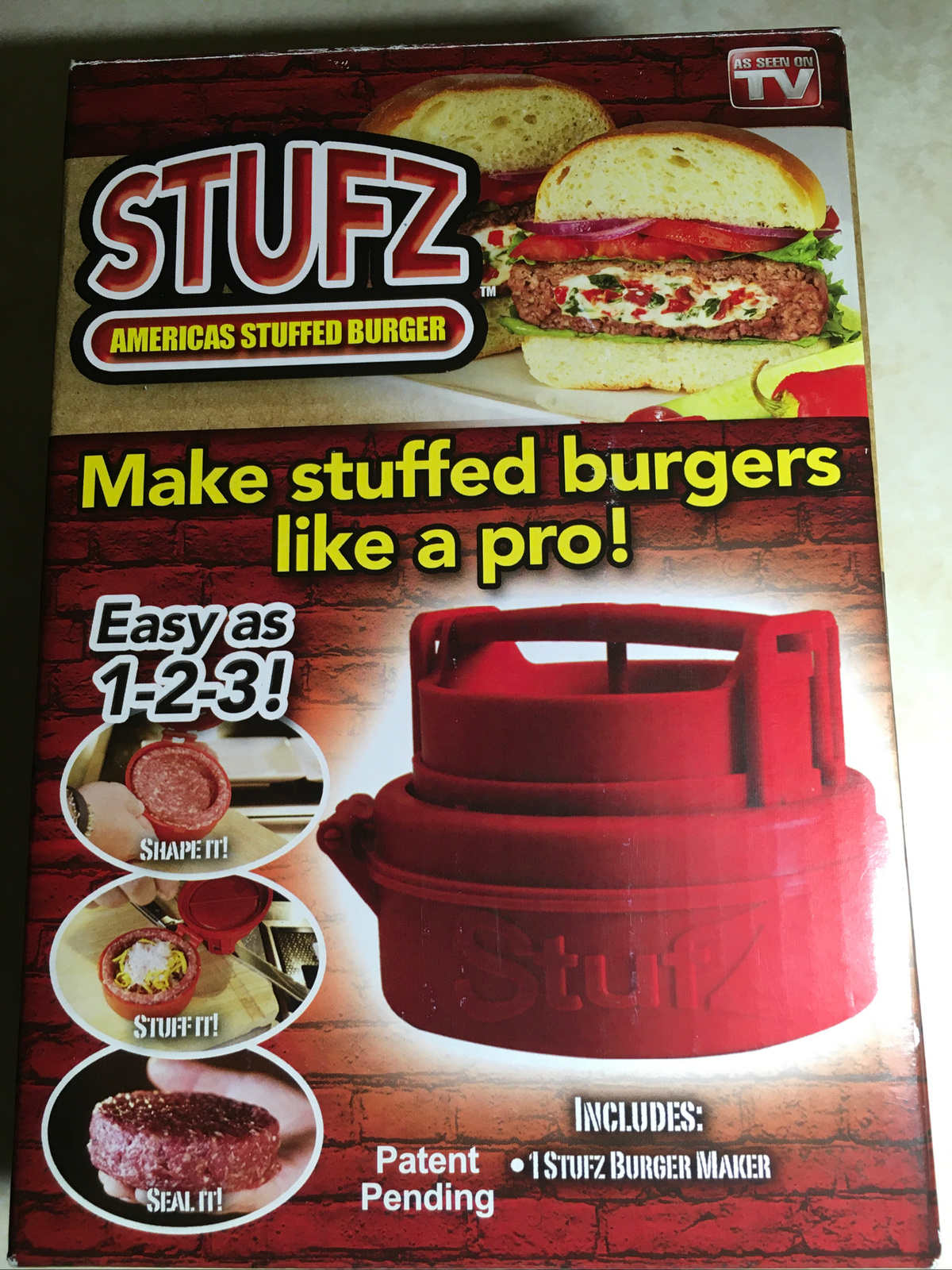 StufZ Burger Press As seen On TV, Make Stuffed Burgers Like a Pro-New Sealed Box gallery