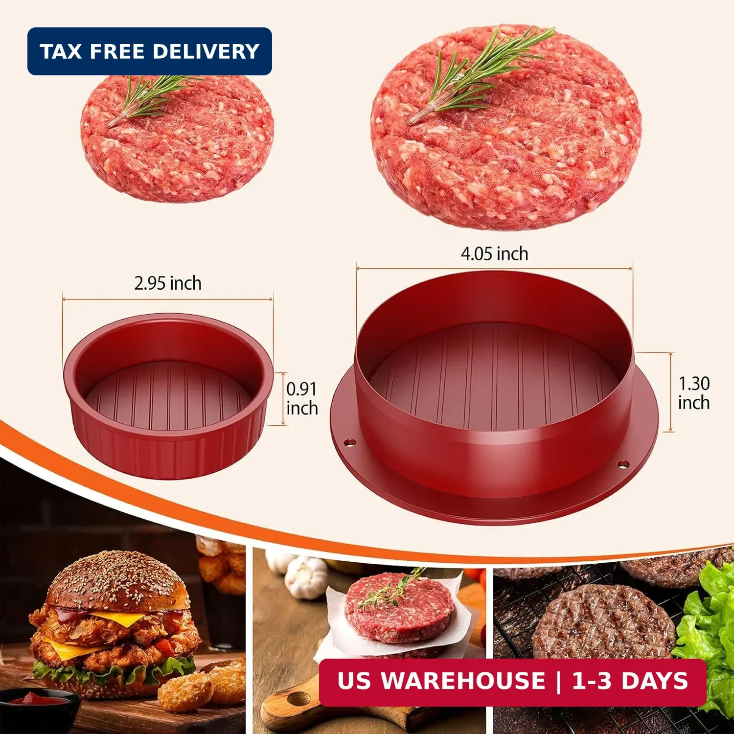 Pisol Hamburger Press, 4-in-1 Burger Press Patty Maker Slider, Stuffed Burgers S gallery