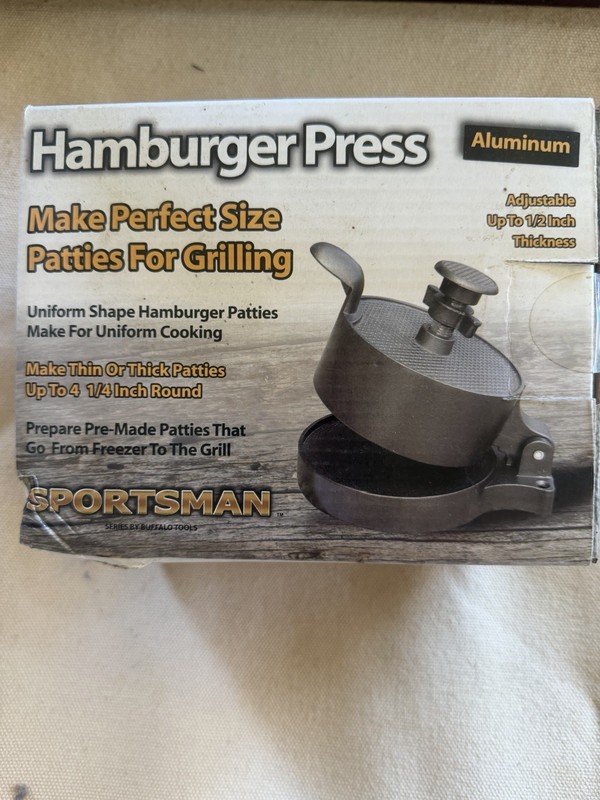 Sportsman Adjustable Aluminum Hamburger Press 4 1/4 in Dishwasher Safe MHPRESSA gallery