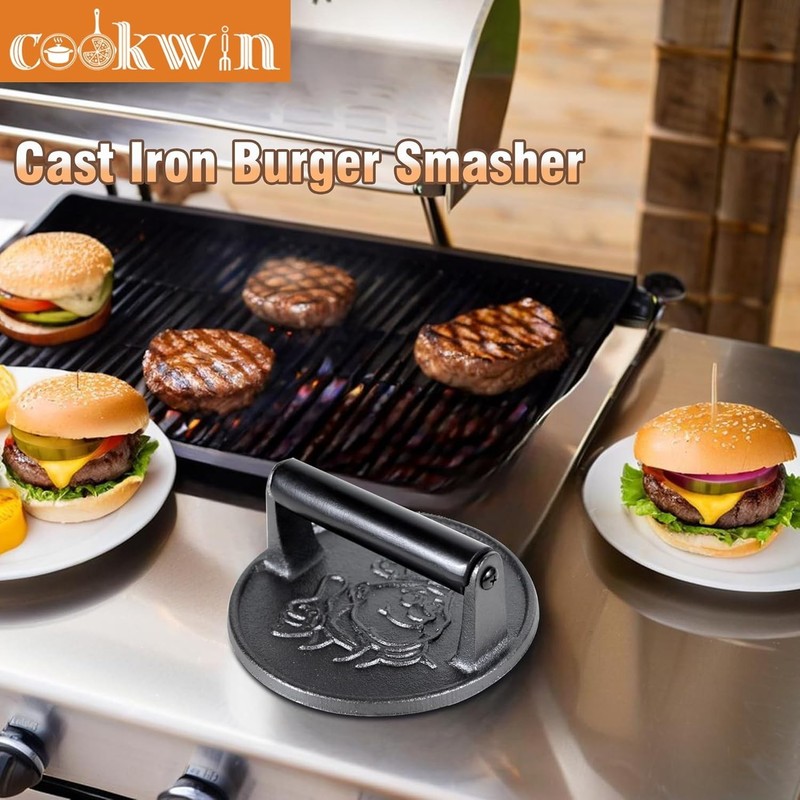 Professional 7-Inch Smash Burger Press with 50 Patty Paper - Ideal for Grilling gallery