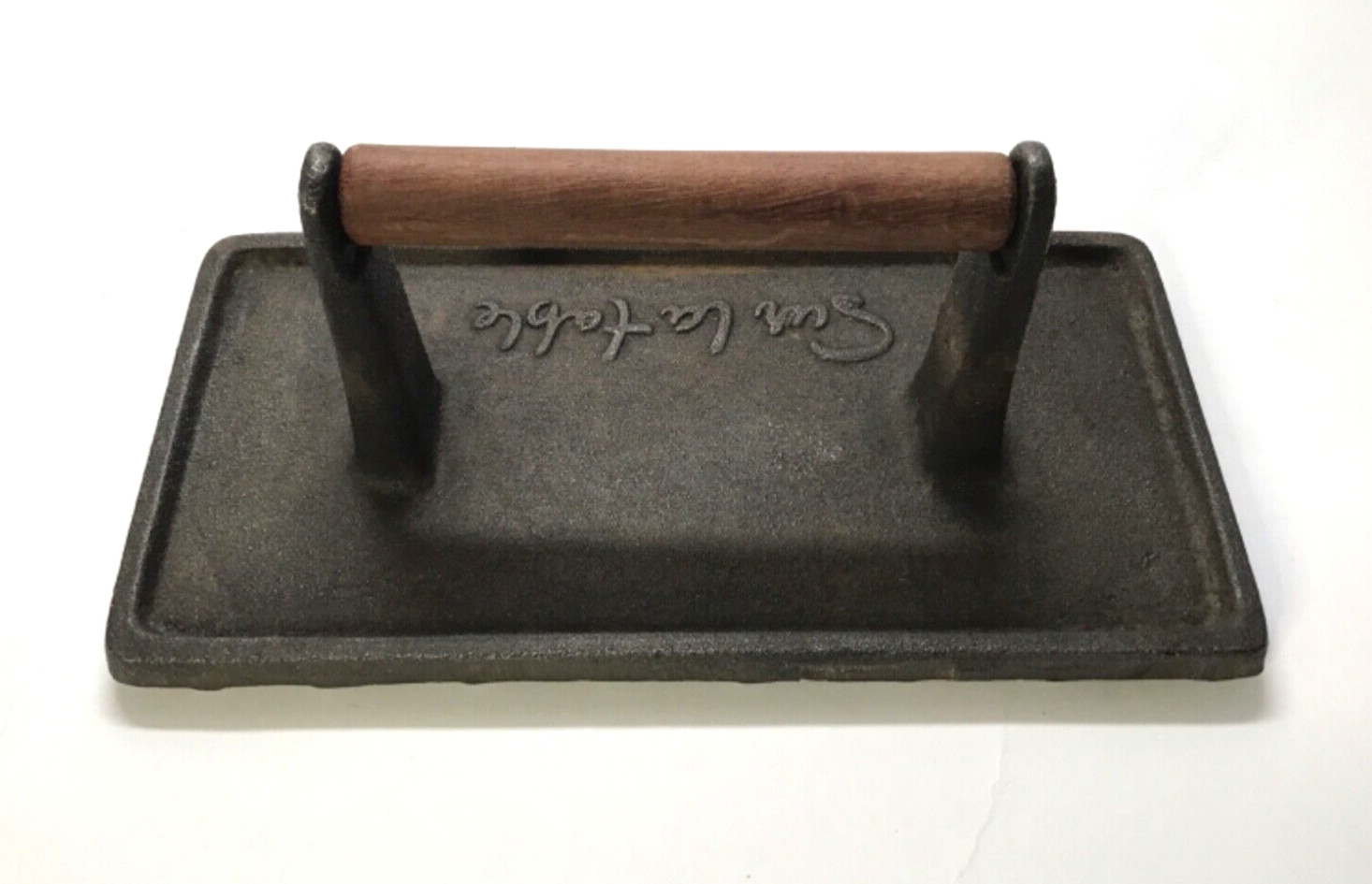 SUR LA TABLE - RECTANGULAR CAST IRON GRILL PRESS W/ROSEWOOD HANDLE gallery