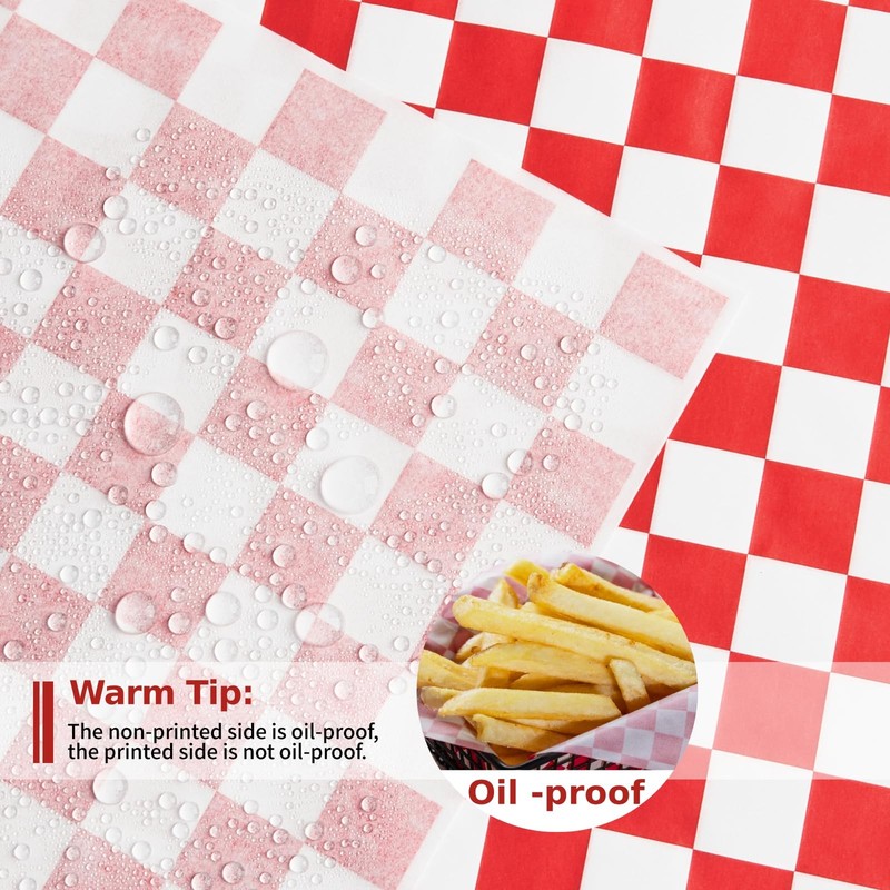 ZORRITA 500 Sheets Red and White Checkered Deli 12 x 12 inch, Red/White gallery