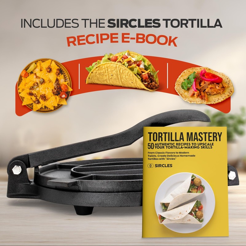 SIRCLES Cast Iron Tortilla Press 12 Inch – Heavy Extra Large 12 Inch, Black gallery