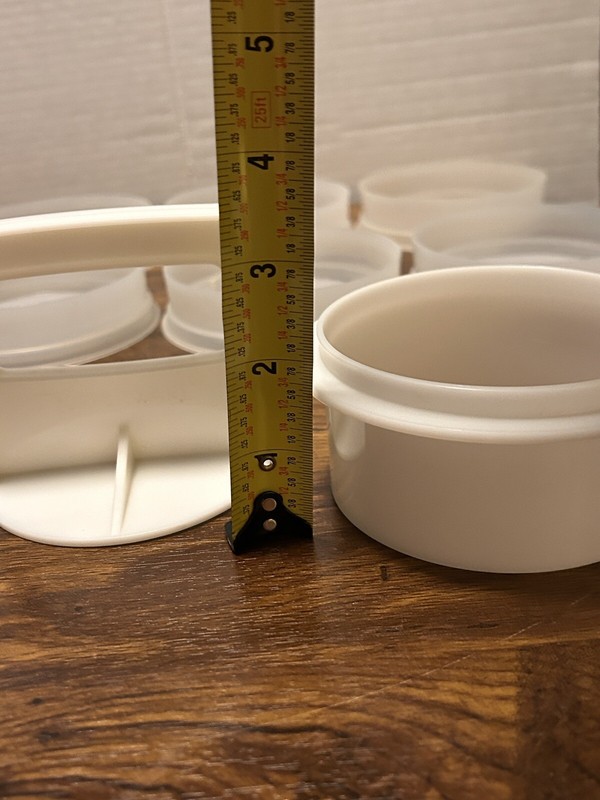 VTG Tupperware 4” Hamburger Patty Press Keeper Set 883 Lot Of 8pcs No Lid gallery