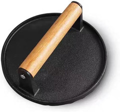 Kitchen Tools 5.7″Cast Iron Smashed Burger Press, round Flat Edge Grill Press fo