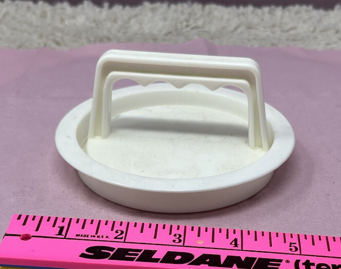Vintage Collectible 2 Piece Tupperware Set White Hamburger Press W Handle gallery