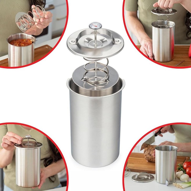 Stainless Steel Ham Maker Meat Press with Thermometer,Homemade Lunch Meat Mak... gallery