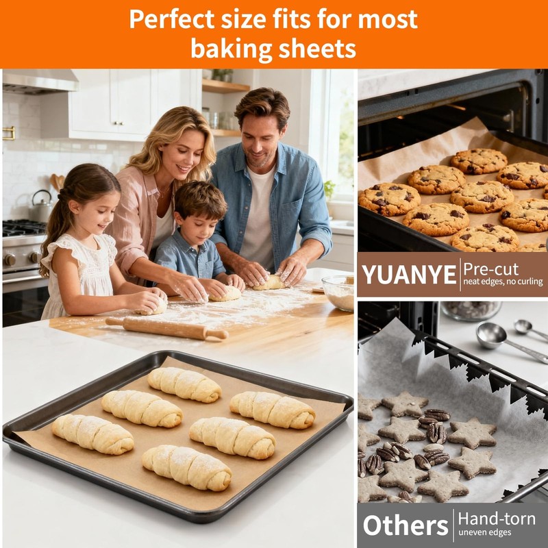 YUANYE 400PCS Parchment Paper Baking Sheets, 12"x16" 12x16In, Brown gallery