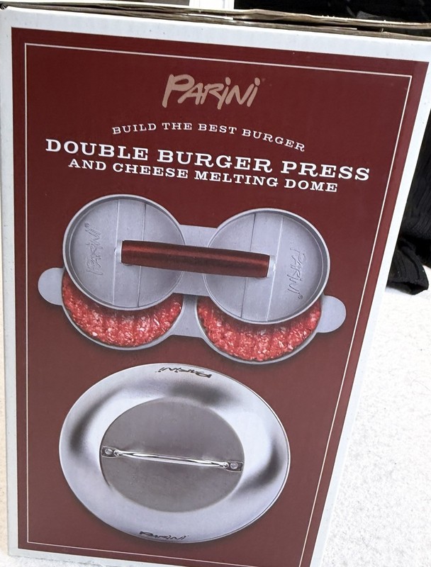 Parini Double Burger Press Cheese Melting Dome Grill Set NEW IN BOX gallery