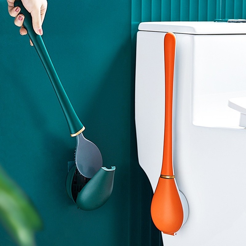 Silicone Toilet Brush with Minimalist Wall-Mount Holder for Contemporary Bath gallery