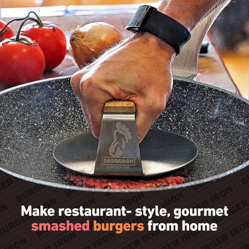 Sasquash Smash Burger Press, Heavy Duty Welded Meat Press Round, 6 Inch Stainles gallery