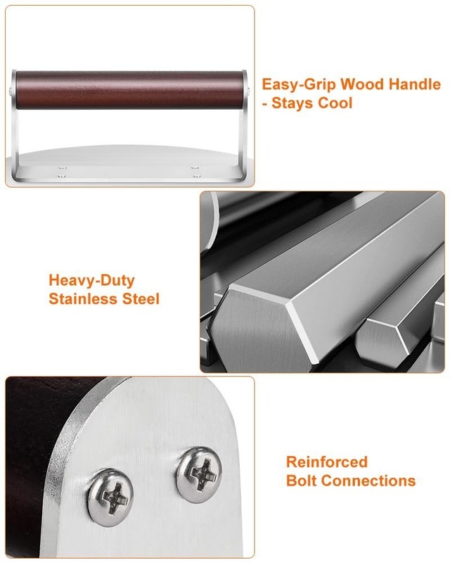 Heavy Duty Stainless Steel Burger Press 8.5" - Smash Burgers, Grill & Griddle To gallery