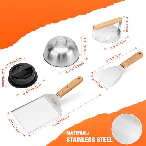 6PCS Burger Set, Cheese Melting Dome & Burger Press Kit, Basting Cover with gallery