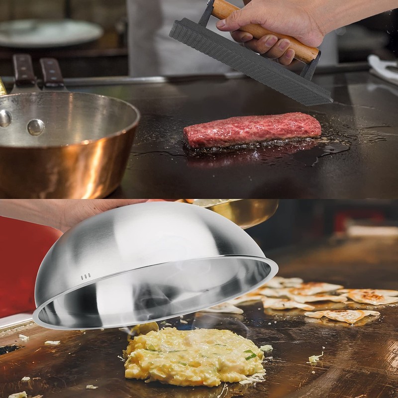 12'' Cheese Melting Dome & 8'' Burger Press 2pcs Griddle Accessories Set gallery