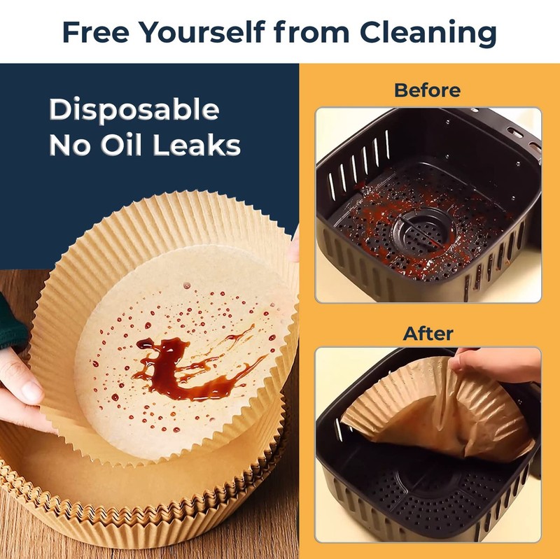 Air Fryer Disposable Paper Liner- 100 Pcs Non Round-6.3''(100 pcs), Natural gallery